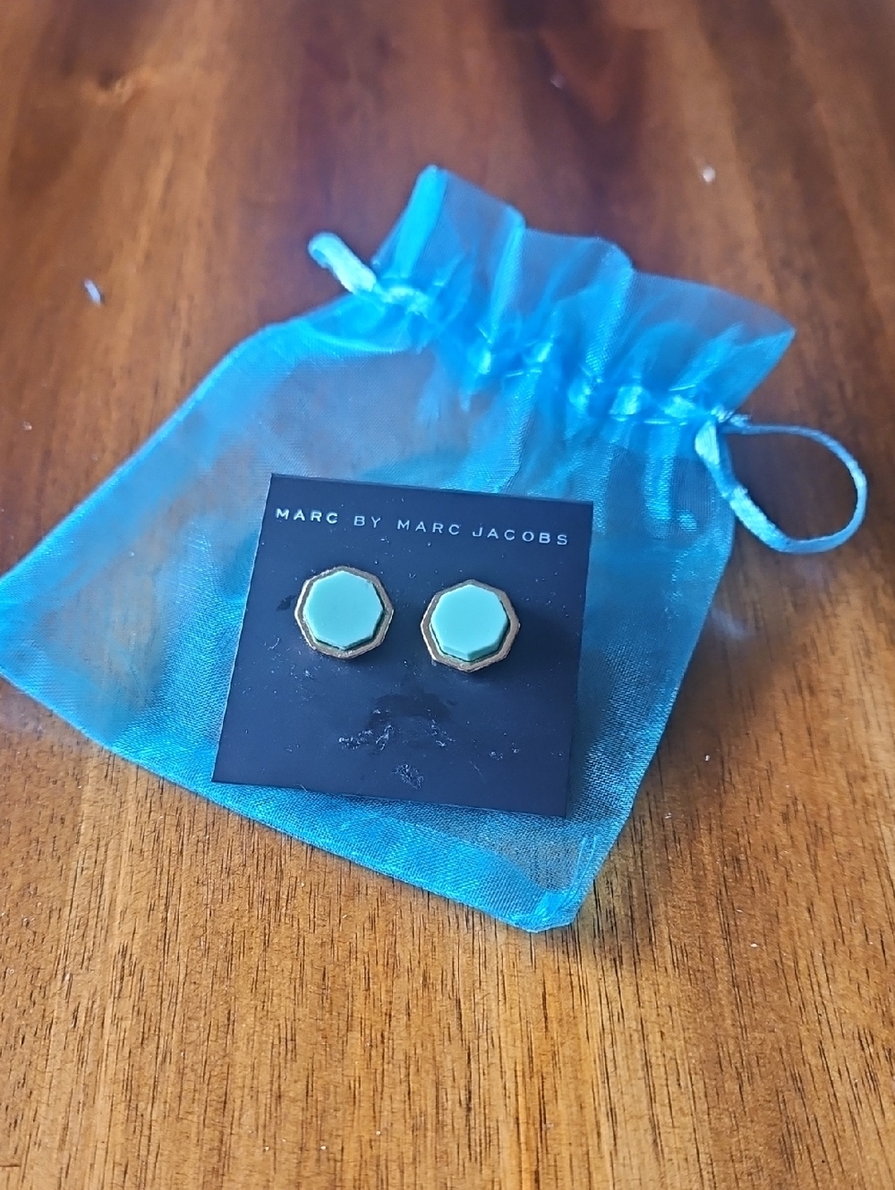 3 For $15 Marc Jacobs Fluoro Mint Hexagon Stud Post Back Earrings